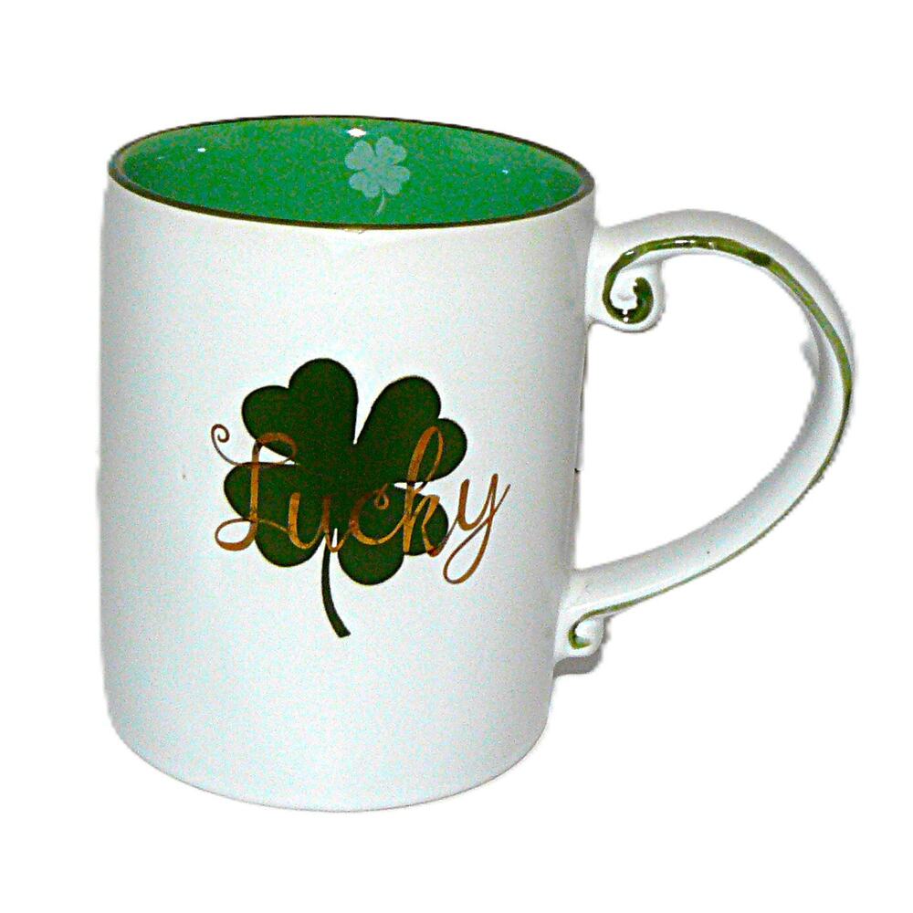 Lucky Shamrock Mug Cup Green Interior 16  Oz By I Heart It Ceramic 2020